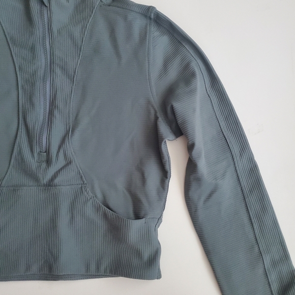 90 Degrees By Reflex 1/4-zip Ribbed Crop Top, Size S - Picture 3 of 13